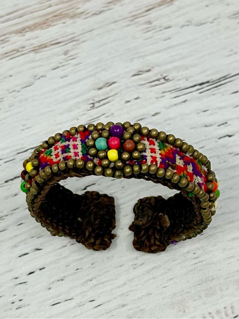 Vintage Bohemian Handwoven Multicolor Beaded Cuff Bracelet